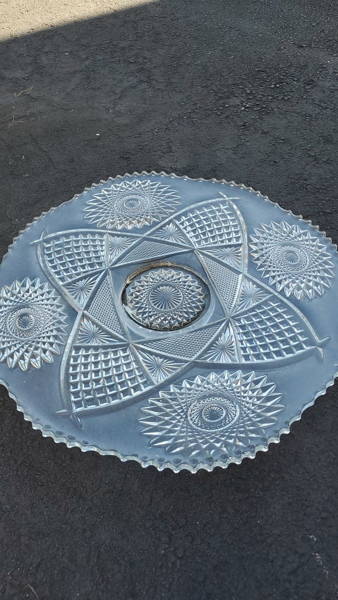 20" lead crystal serving platter
