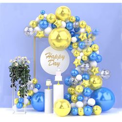 139-Pcs Balloon Garland Arch Kit, 18/10/5" Metallic Blue and Gold Confetti globos para decoracion fiestas, Balloon Arch Kit for Birthday Christmas Bab