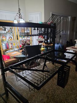 Black Metal 2-Tier Dish Drying Rack