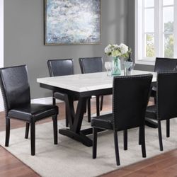 Dining Set - White Marble Top Design 