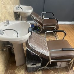 2 Shampoo Bowls and 2 Recline Chairs