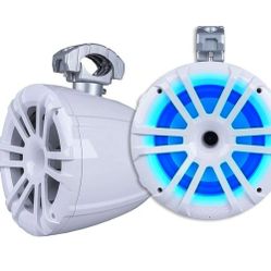 Memphis Audio MXA82TW 8" Wake Tower Speakers, White with Swivel Mounting Clamps

