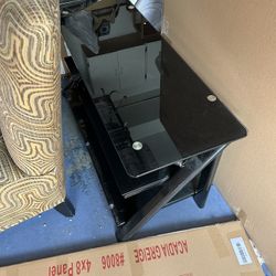 Two Black Glass TV Stand /shelving 