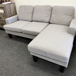 Light Grey Sofa With Reversible Chaise 