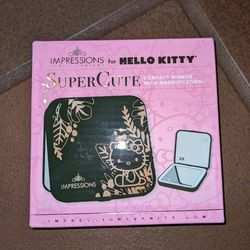 HELLO KITTY Impressions Vanity SuperCute Black Compact Mirror with Magnification