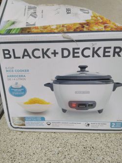 BLACK+DECKER 6-Cup Rice Cooker with Steaming Basket, White, RC506 - NEW