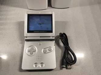Nintendo Game Boy Advance SP AGS-001 Silver with New 900mAh Battery and USB Charger