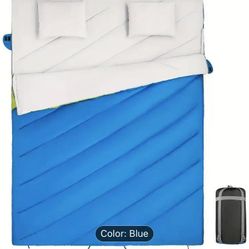 Double Sleeping Bag with 2 Pillows and Compression Bag, Size XL Two Person Sleeping Bag 