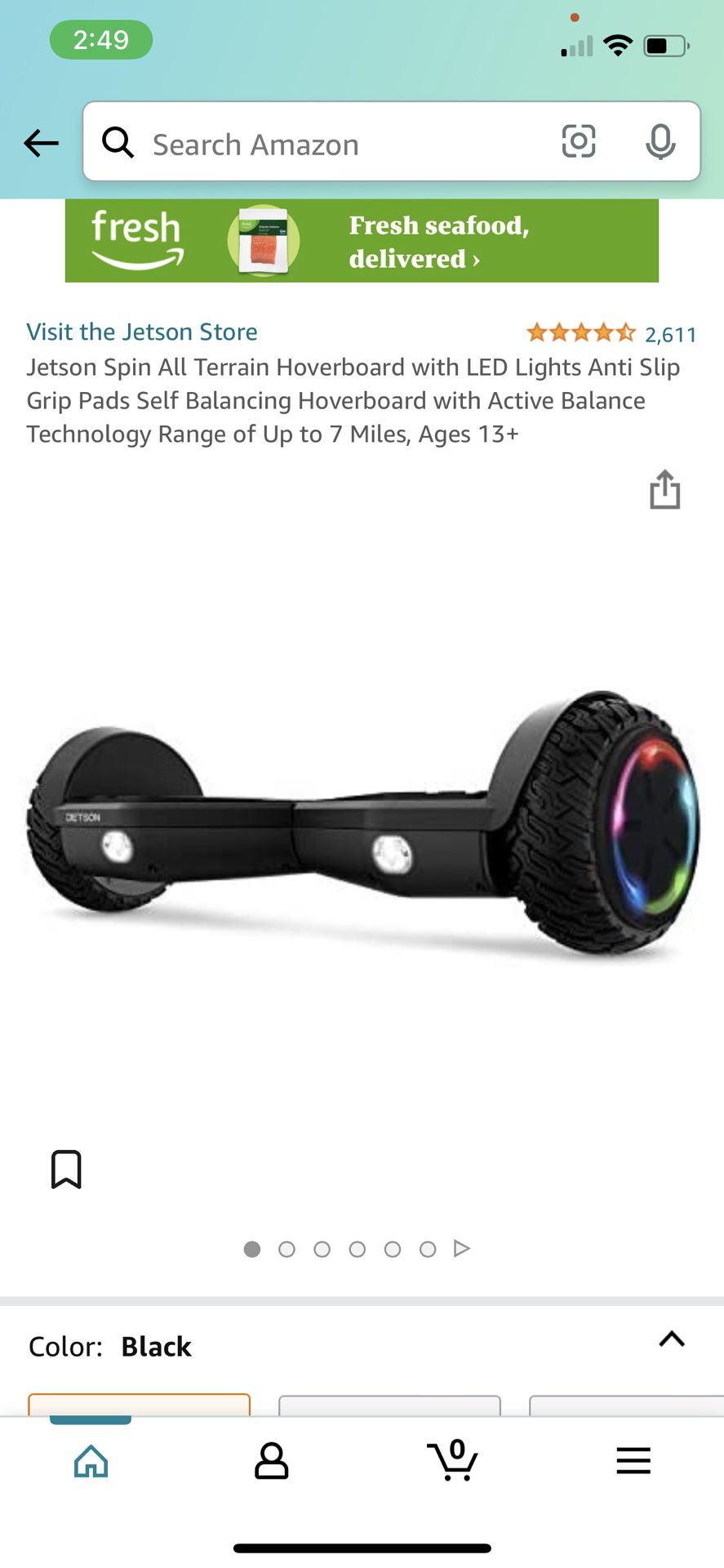 Jetson Spin All Terrain Hoverboard with LED Lights Anti Slip Grip Pads Self Balancing Hoverboard with Active Balance Technology Range of Up to 7 Miles