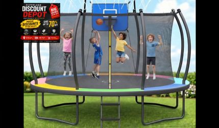 Fashionsport Kids Trampoline with Basketball Hoop and Net