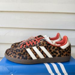 Size 8.5 & 9.5 Women's - Adidas Samba OG Preloved Red Leopard Cheetah (JI2734) NEW!