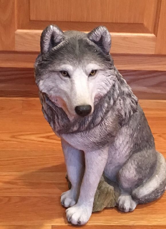 Ceramic wolf statue