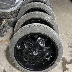 22” Gloss Black Diablo Wheels Rims Tires Sensors 