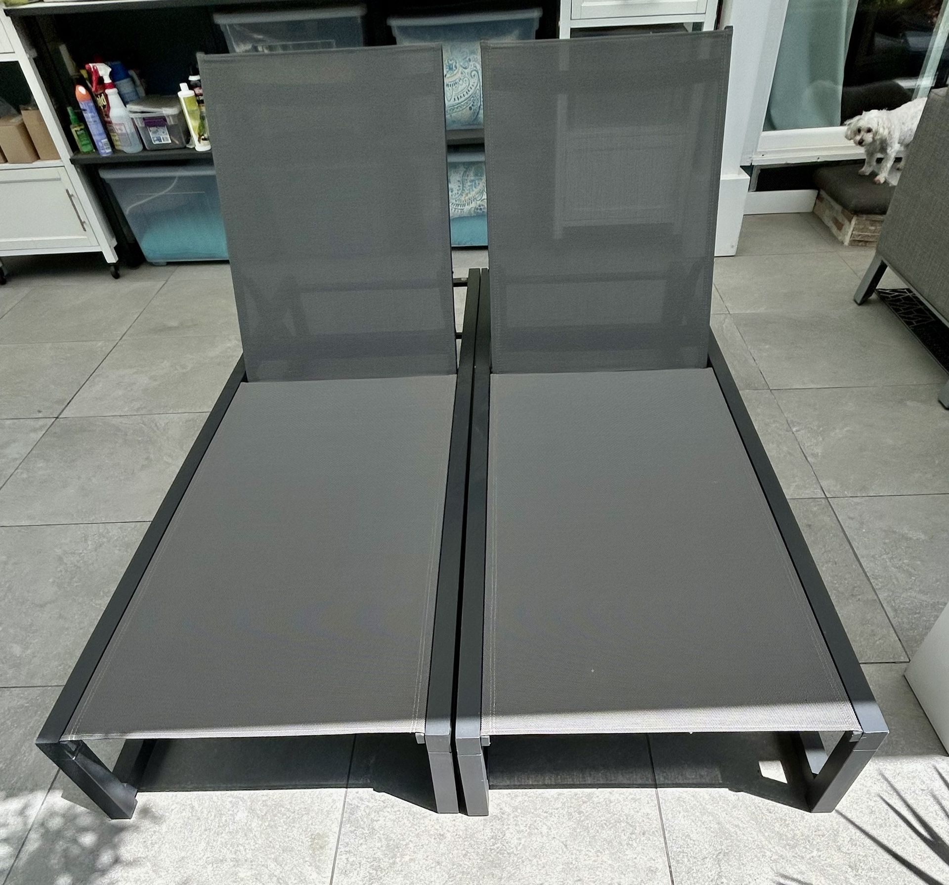 2 Outdoor Mesh Chaise Lounges