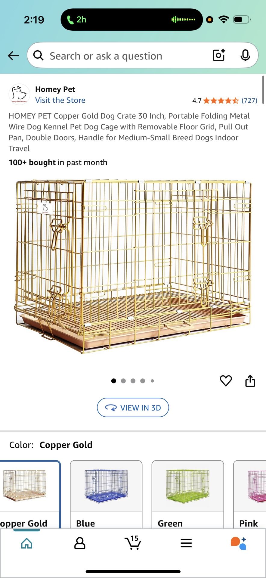 Gold Dog Crate