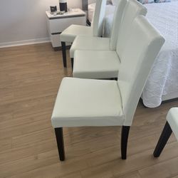 6 Dining Room  Chairs Leather White 