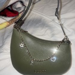 Guess Green Purse + Charms/Chain