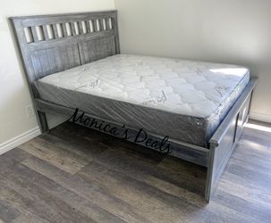 Queen Solid Wood Bed With Mattress $540