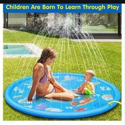 Splash Pad 68" Size Sprinkler Play Mat for Dogs & Kids Extra Large Wading Pool