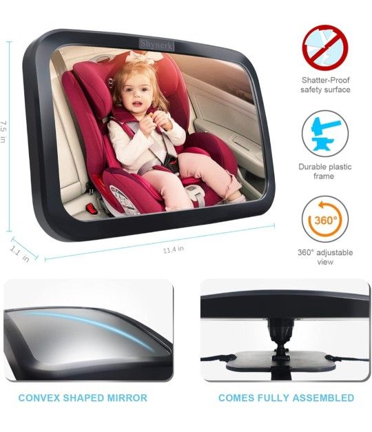 2 - TWO Extra wide crystal clear reflection & 360 degree adjustable: easily pivot your desired angle, it allows you to keep your lovely baby in s