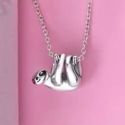 Smiling Silver Sloth - “Good Things Take Time” European Wide-Hole Charm