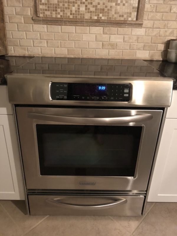 Kitchenaid electric slide in oven range glass top stove 30’ monogram