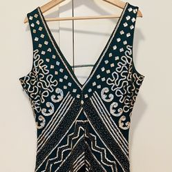 Gatsby 1920’s Green & Gold Flapper Dress