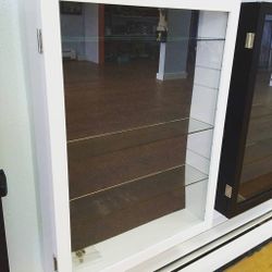 Display Case Shelves Glass Wood Lock Shadowbox Curio