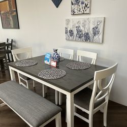 6pc Dining Table & Bench