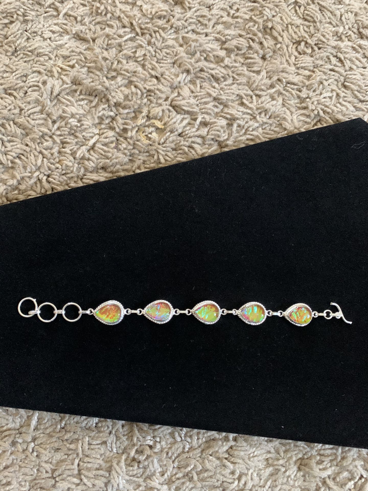 Rainbow opal bracelet 925 silver gem 30$ firm
