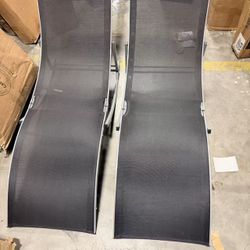 Set of 2 adjustable recliners, beach and pool loungers for garden and patio, black $120 