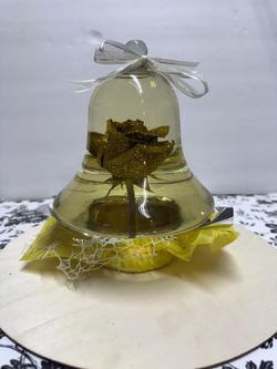 Gold Glitter Bell Rose Globe