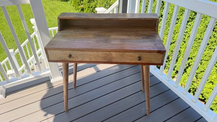 Solid Wood Writing Desk w/ Drawer, Shelf, Outlets & USB Ports