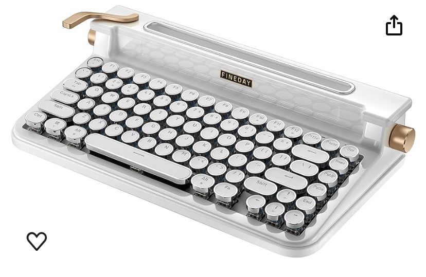 FINEDAY Keyboard 3.0, Blue Switch, Retro Wireless Mechanical Keyboard, Typewriter Designed, Bluetooth 5.0 & USB up to 4 Devices, for Desktop PC/Laptop