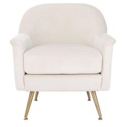 ✨️24#11 $220 Brienne Mid -Century Armchair Ivory /Brass -Safavieh