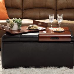 Dark brown sale ottoman storage