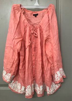 Talbots  vintage linen embroidered blouse