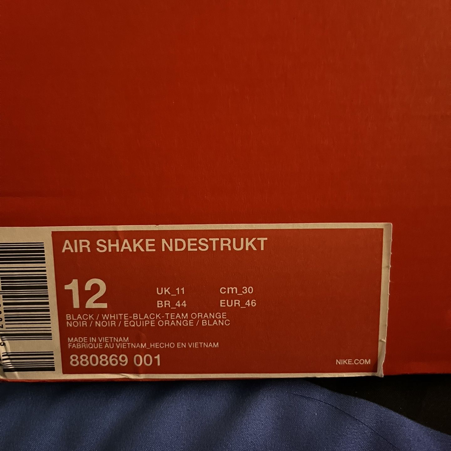 Air Shake NDESTRUKT size 12 Dennis Rodman