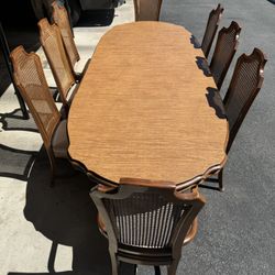 Vintage Walnut Parquet Dining Set