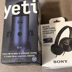 Blue YETI MIC & SONY HEADPHONES 