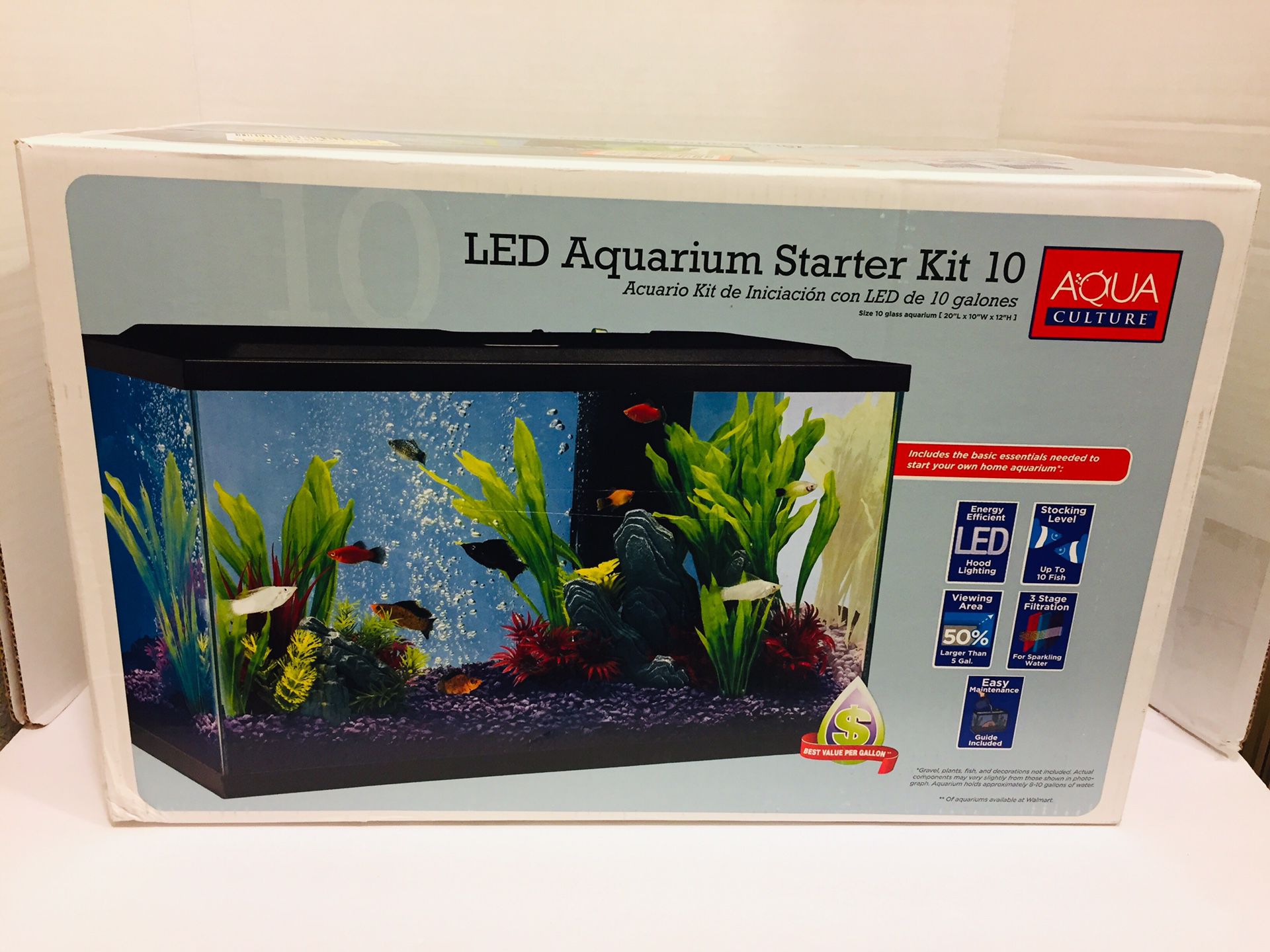 New! LED Aquarium Starter Kit 10 Gallon