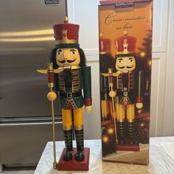 Kirkland Signature 24 inch Green Wooden Nutcracker with Staff