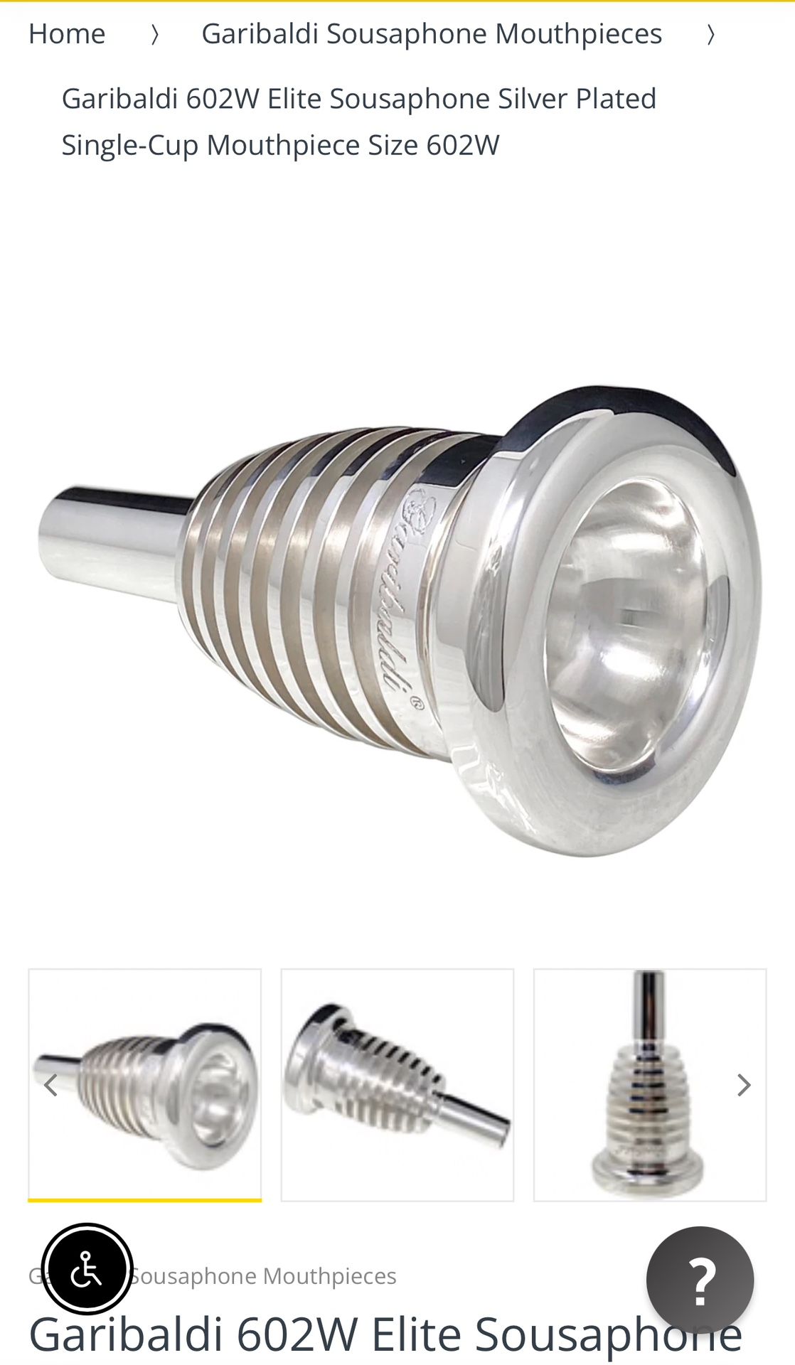 Tuba/sousaphone Garibaldi Mouthpiece