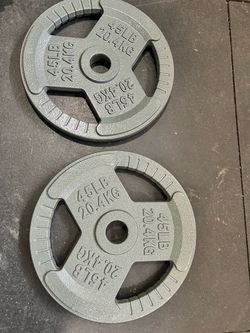 45 LB Olympic Weight Plates Pair $1 for lb new