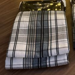 Brand New Green Plaid Fabric Shower Curtain