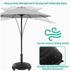 New Umbrella Base with Wheels, Umbrella Stand Base Heavy Duty 100lb Windproof, Fillable Umbrella Base Mobile Square Umbrella Stand Outdoor Base for Pa