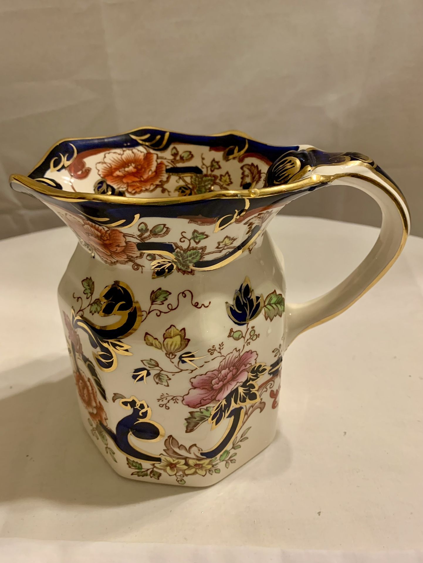 Antique Hand Painted Masons Ironstone Milk Jug