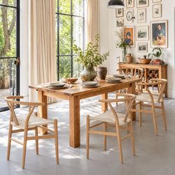 Natural Cord Wishbone – Set of 4 Solid Wood Dining Chairs