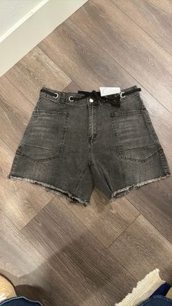 Women Drawstring Mid Waist Denim Shorts Sz 14 Summer Casual Wide Leg Jorts