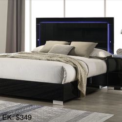 King Bed Frame With LED